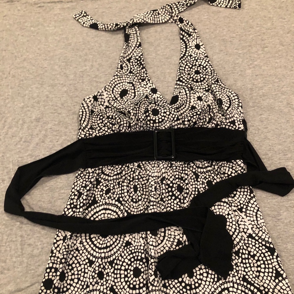 Black and white top.